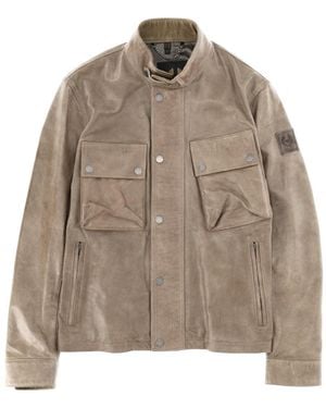 Belstaff Perforated Band Collar Jacket - Brown