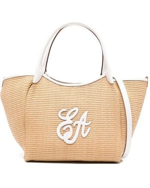 Emporio Armani Medium Straw Tote Bag - Natural