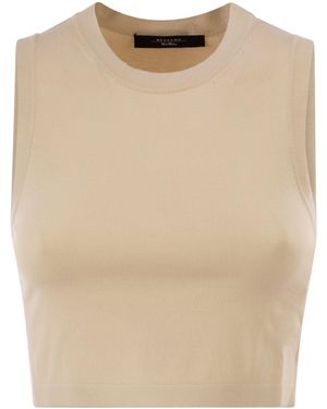 Weekend by Maxmara Wkibombo – Sleeveless Viscose Knit Top - Natural