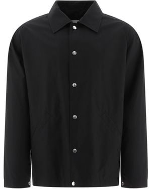 Jil Sander Overshirt With Logo Print Jackets - Black