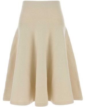Alaïa Ivory Stretch Cashmere Blend Skirt - Natural