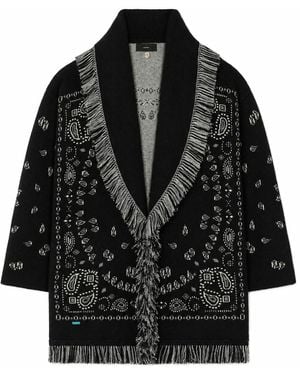 Alanui Bandana-Jacquard-Cardigan Schwarz/Mehrfarbig