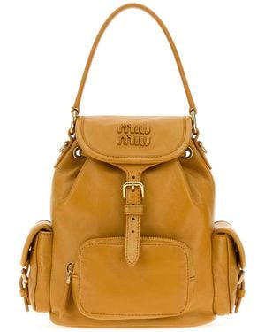 Miu Miu Mustard Leather Backpack - Yellow
