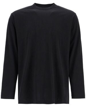 Y-3 Long Sleeve Cotton T-Shirt With Graphic - Black