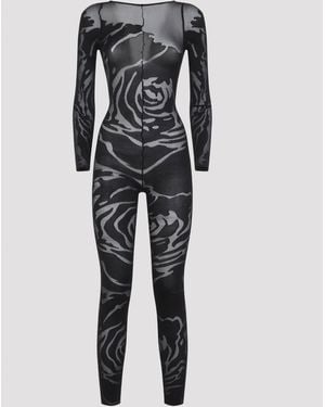 Wolford Sheer-Matt Rosenmuster Catsuit - Schwarz