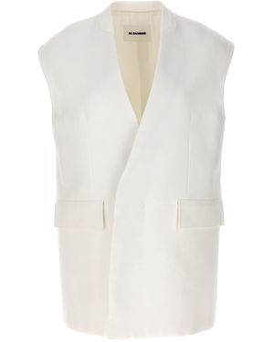 Jil Sander Chaleco a medida de gran tamaño - Blanco