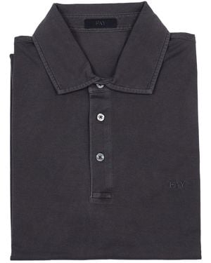 Fay Polo Jersey Frosted Stickerei - Schwarz