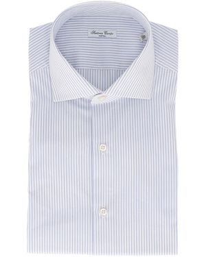 SARTORIA DEL CAMPO-SONRISA Pinstripe Cotton Dress Shirt - White