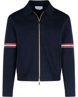 Thom Browne Navy Baumwollbomberjacke - Blau