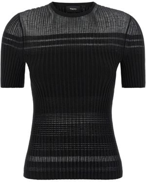 Theory Sheer Stripe T.Compa - Black