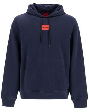 HUGO Logo Patch Hoodie - Blau