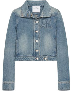 Courreges Reedition Jeansjacke Mit Stickerei - Blau