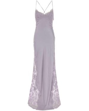 Ermanno Scervino Lilac Satin Long Dress - Purple