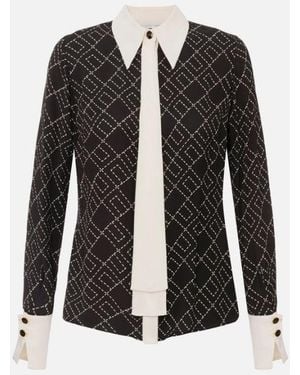 Elisabetta Franchi Two Tone Print Shirt - Black