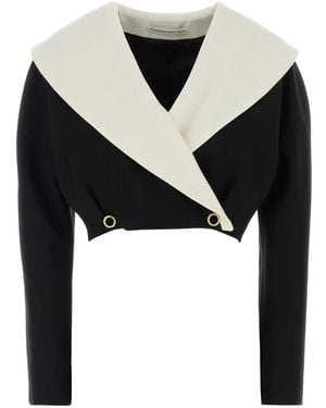 Alessandra Rich Stretch Crepe Blazer - Black