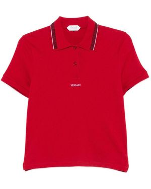 Versace Logo Cotton Polo Shirt - Red
