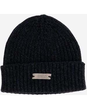 Autry Bonnet de laine avec logo - Noir