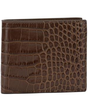 Tom Ford Crocodile Print Leather Wallet - Brown