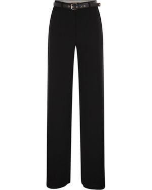 Max Mara Mstamico – Wide Leg Palazzo Trousers With Belt - Black