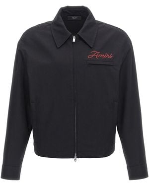 Amiri Canvas Jacket With Intricate Embroidery - Blau