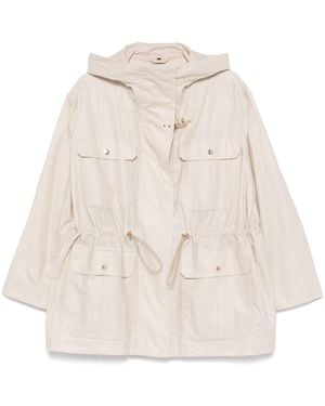 Fay Leinen- und Baumwollmischparka -Mantel - Natur