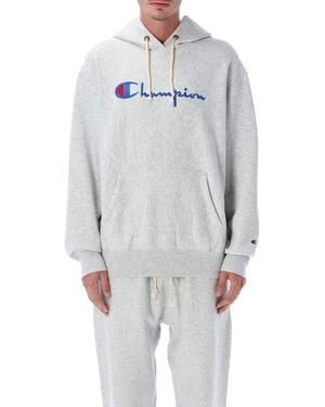 Champion Relaxed-Fit Hoodie With Logo - Grey