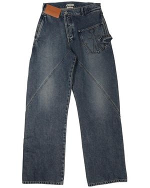 JW Anderson Wide-Leg Denim Jeans With Appliqué Pocket - Blue
