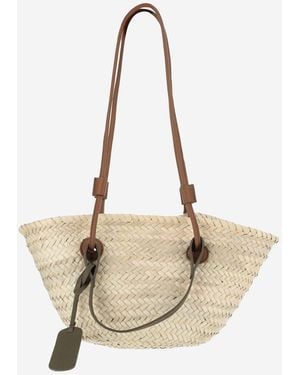 Filippo Catarzi 1910 Straw Bag With Logo - Natural