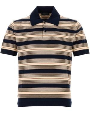 Prada Embroidered Stretch Cotton Blend Polo Shirt - Black