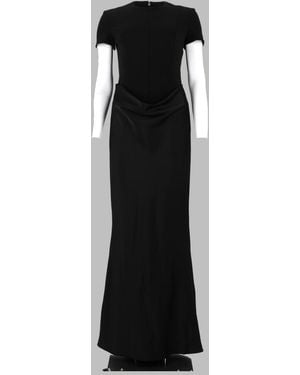 ROTATE BIRGER CHRISTENSEN Dress With Draped Short Sleeves, Polyester Polyamide Elastane - Black