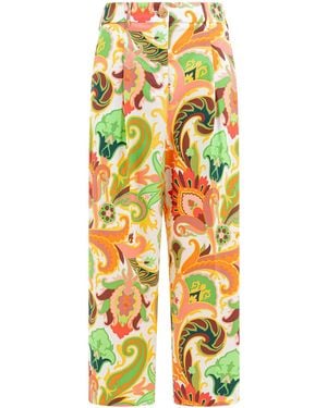 Etro Printed Cotton Wide-Leg Trousers - Multicolour