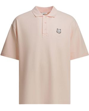 Maison Kitsuné "Fox Head" Poloshirt mit Knöpfen - Weiß