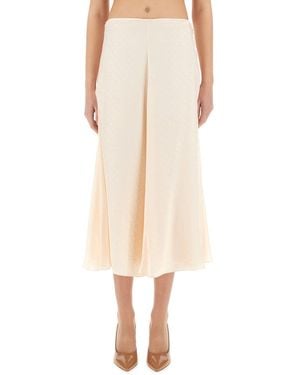 Fendi Ff Silk Skirt - Natur