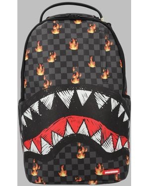 Sprayground Scribble Fire Check Mini Backpack For Kids - Grey