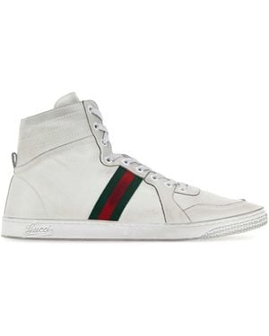 Gucci White Leather Stretch Trainers