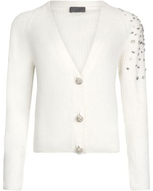 Liu Jo Textured Sweater With Deep V-Neckline And Em - Weiß
