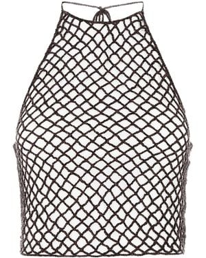 Alaïa Crochet Halter Neck Top - White
