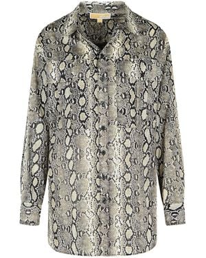 MICHAEL Michael Kors Snake Print Cotton Shirt - Gray