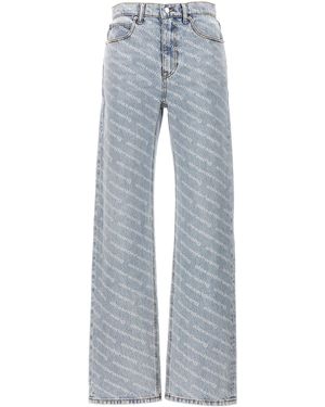 Alexander Wang Jeans "St Pebble Bleach Logo Print" - Blau