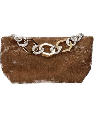 Gedebe Handtaschen für Damen, brauner Samt oder Keks verpackt