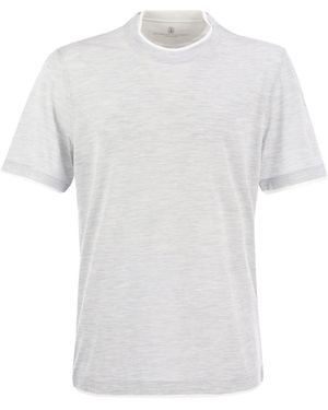 Brunello Cucinelli Slim Fit Crew Neck T -Shirt im leichten Baumwolltrikot - Weiß