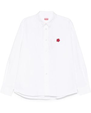 KENZO Button-Down Shirt With Floral Emblem - Weiß