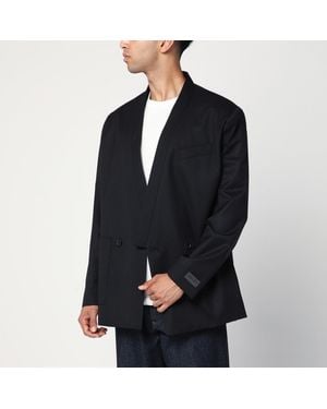 KENZO Wool Double Breasted Jacket - Blue