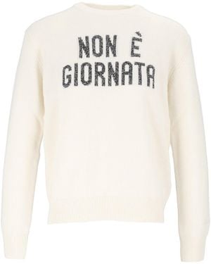MC2 Saint Barth New Queen Textured Graphic Knit Jumper - White