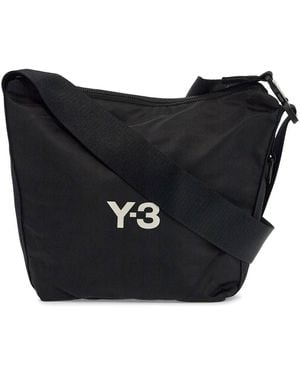 Y-3 Schwarz recycelte Polyester Sacoche mit einstellbarem Riemen