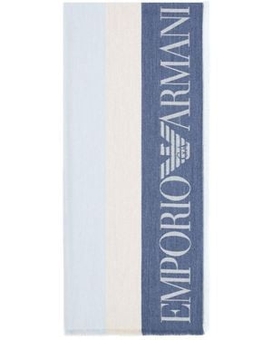 Emporio Armani Stola A Bande Verticali - Blu