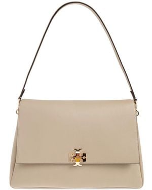 Tory Burch Charlie Large Leather Shoulder Bag - Natural