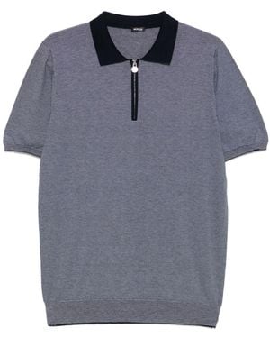 Kiton Striped Cotton Polo - Blue