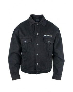 Balenciaga Denim Crew Logo Jacket - Black