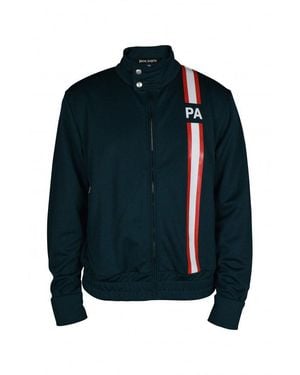 Palm Angels Striped Polyester Zip-Up Vest - Blue